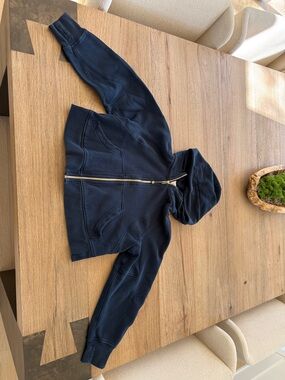 lululemon Navy Hooded Zip Sweatshirt with Gold Zipper xs/s